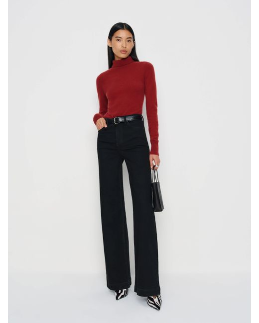 Reformation Red Bex Super Stretch High Rise Wide Leg Jeans Cotton