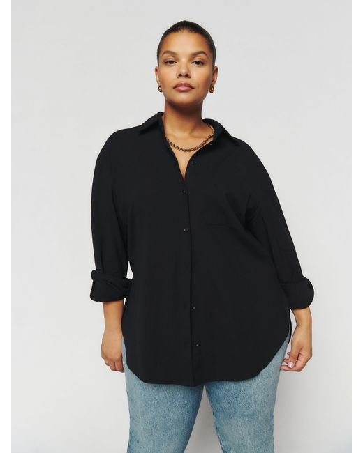 Reformation Black Will Oversized Shirt Es