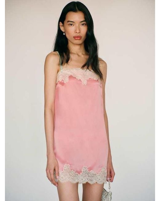 Reformation Pink Emma-Rose Silk Dress