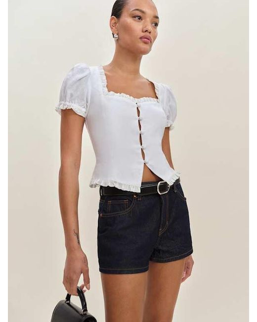 Reformation White Rosemary Linen Top