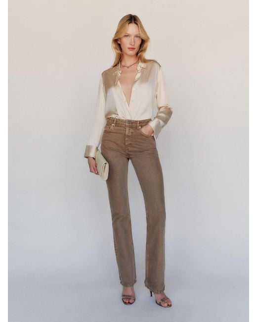 Reformation White Blair High Rise Baby Bootcut Jeans