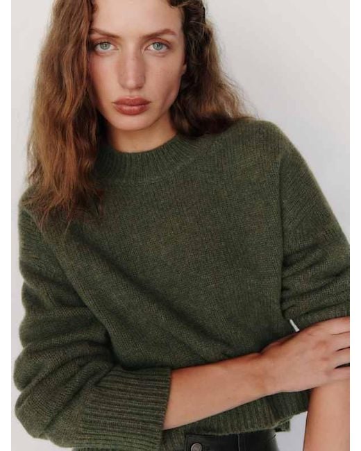 Reformation Green Remy Regenerative Wool Crew Sweater