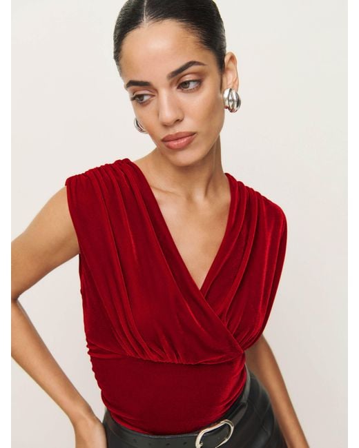Reformation Red Amelia Knit Top