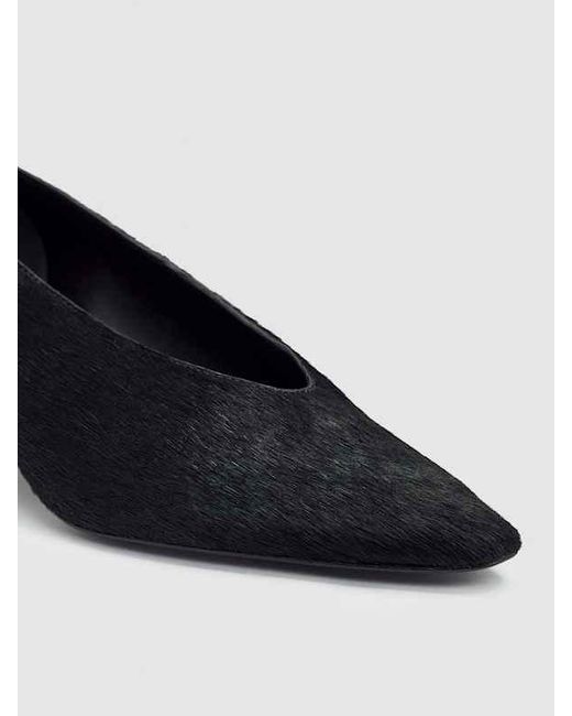 Reformation Black Calista Kitten Heel Pump Haircalf 6