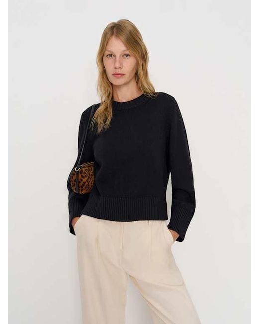 Reformation Natural Orianne Cashmere Blend Cropped Crew Sweater
