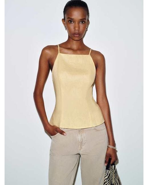 Reformation Natural Finley Linen Top 0