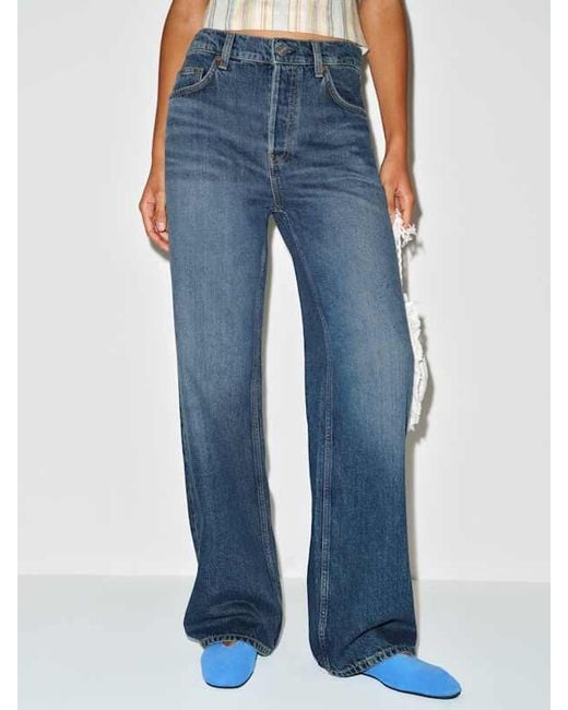 Reformation Blue Clyde Low Rise Baggy Jean Denim