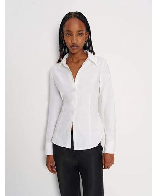 Reformation White Raya Fitted Shirt