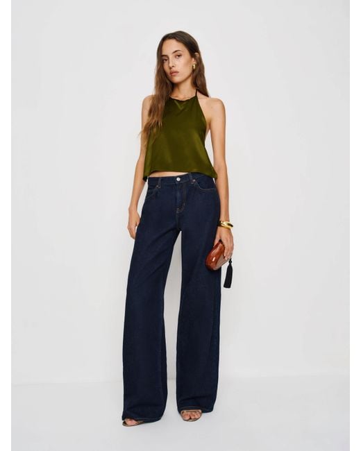 Reformation Blue Jeany Silk Top 0