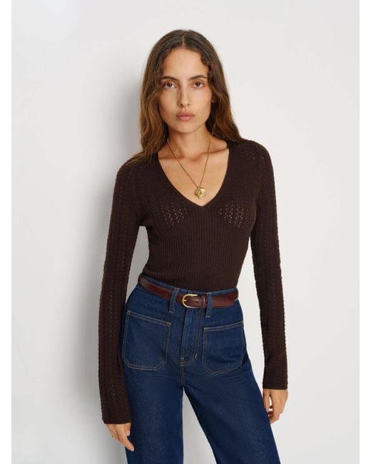 Reformation Blue Krista Regenerative Merino V-Neck