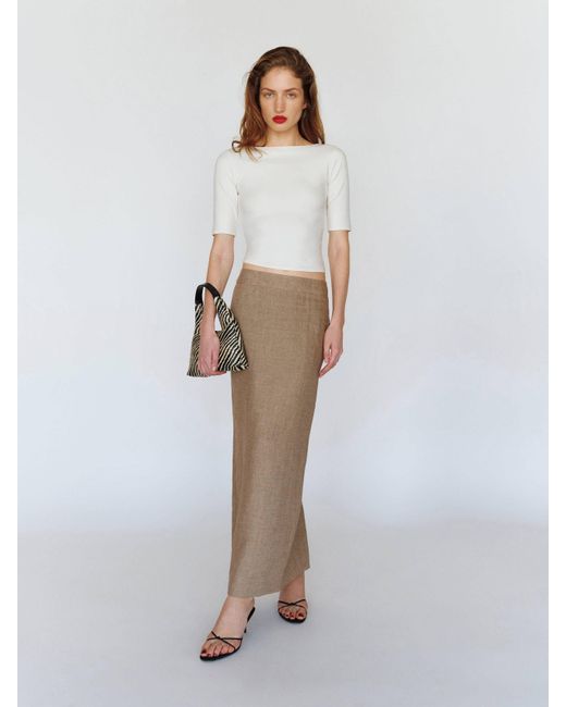Reformation White Lydia Linen Skirt