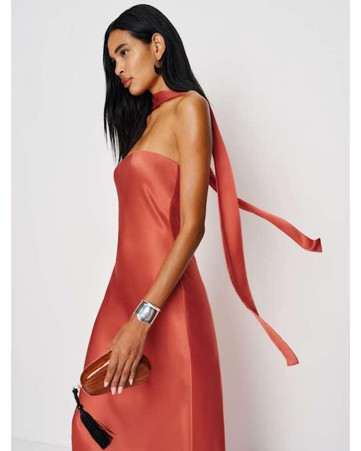 Reformation Oren Silk Dress in Red | Lyst