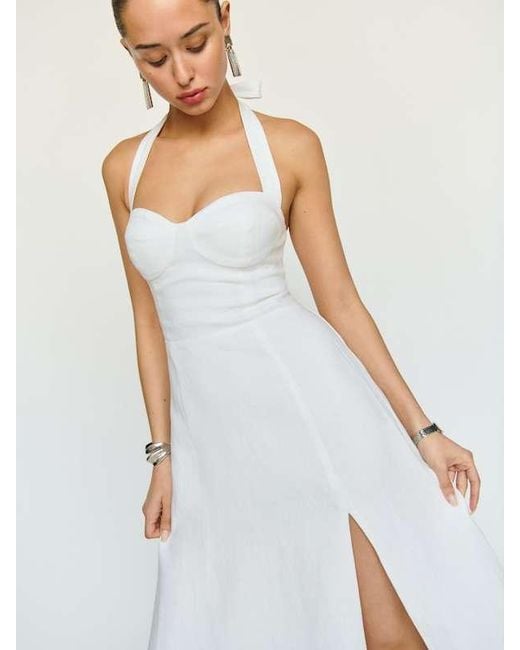 Reformation Tala Linen Dress 8 in White | Lyst