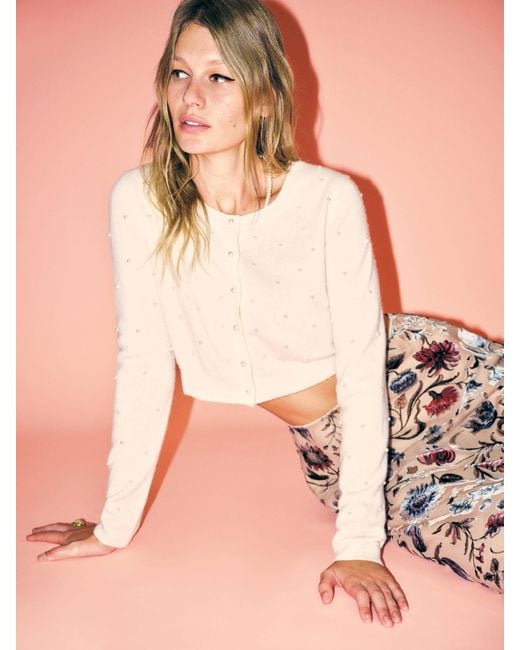 Reformation Pink Janie Cashmere Crew Cardigan