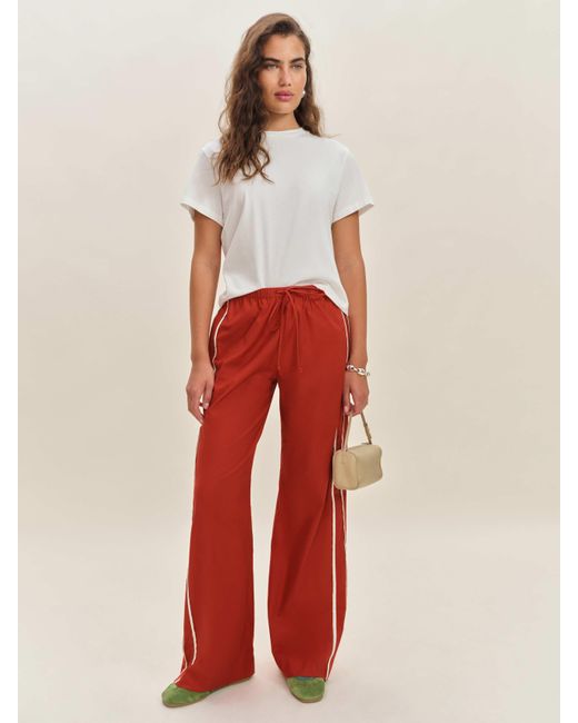Reformation Red Julien Poplin Pant