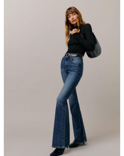 Reformation Blue Margot High Rise Flare Jeans