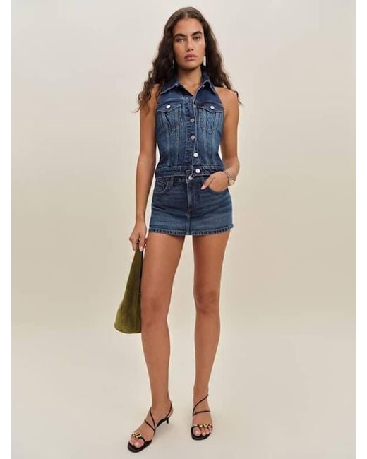 Reformation Blue Luisa Stretch Denim Top