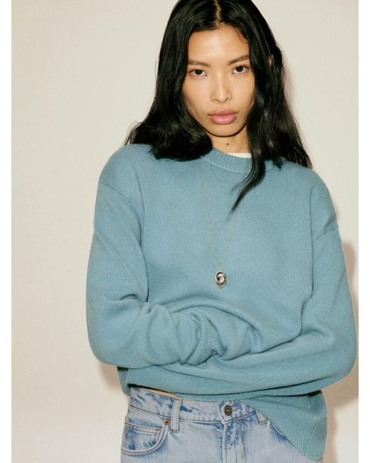 Reformation Blue Fabian Crew Sweater