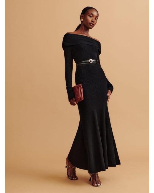 Reformation Black Edith Cashmere Dress