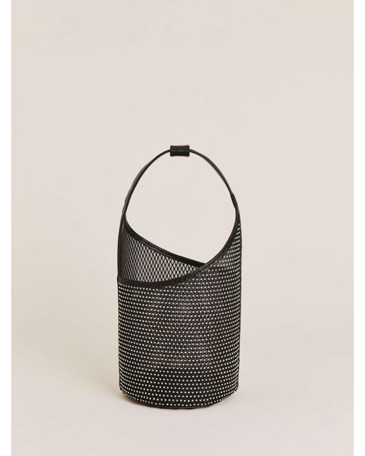 Reformation Women's Black Small Mesh Silvana Bucket Bag Sparkle Mesh