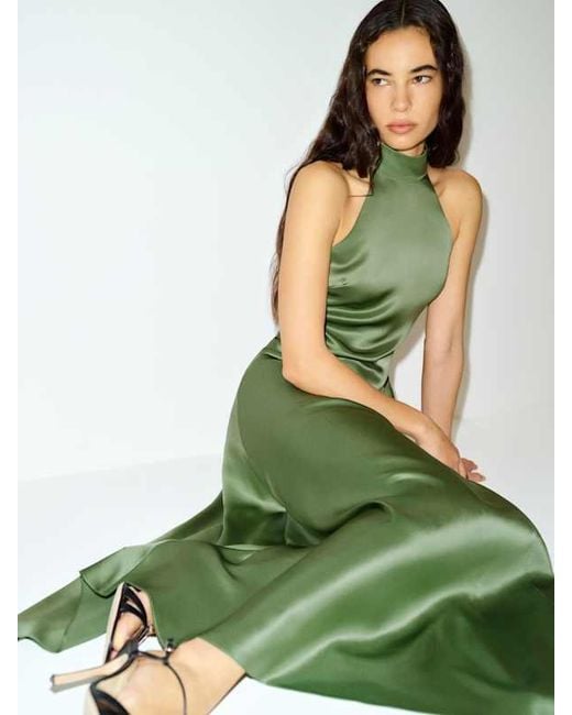 Reformation Green Katelyn Silk Dress Jade