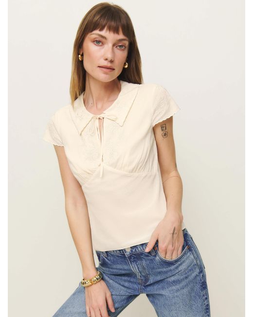 Reformation Blue Simonette Top 2