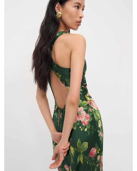 Reformation Green Anaiis Silk Dress
