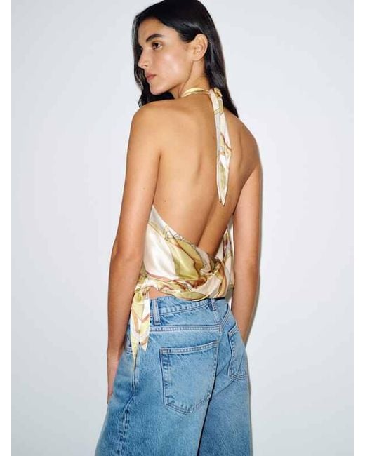 Reformation Blue Jony Silk Top