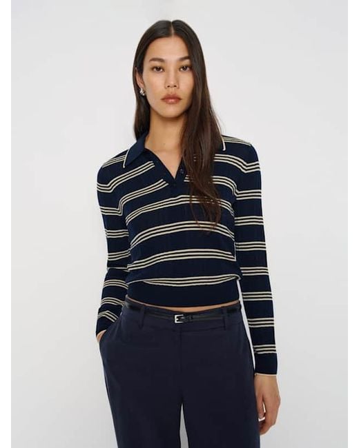 Reformation Blue Hermia Regenerative Merino Polo