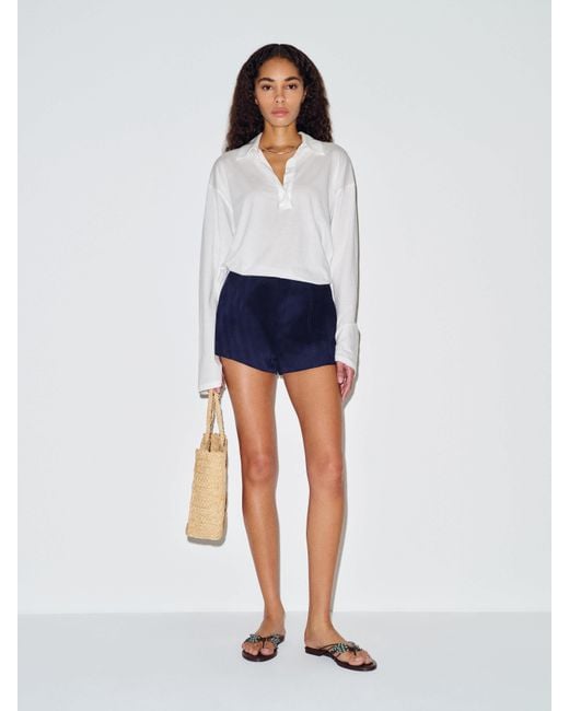 Reformation Blue Mellen Polo Knit Top