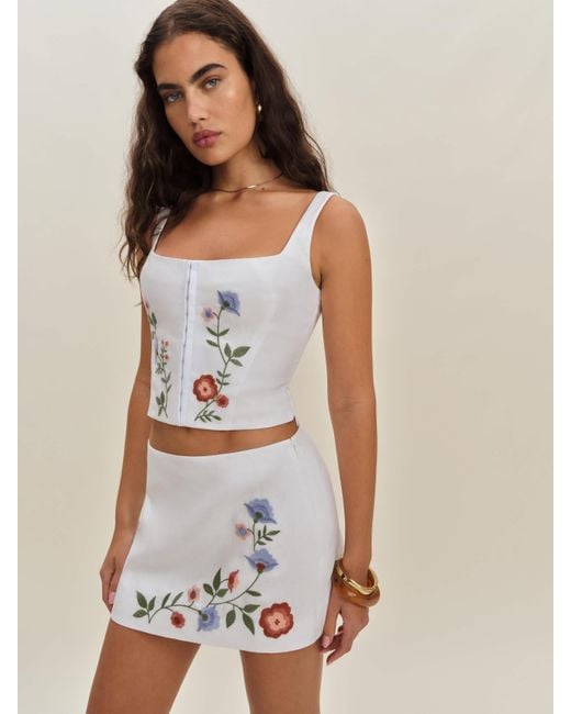 Reformation White Ren Linen Skirt 10