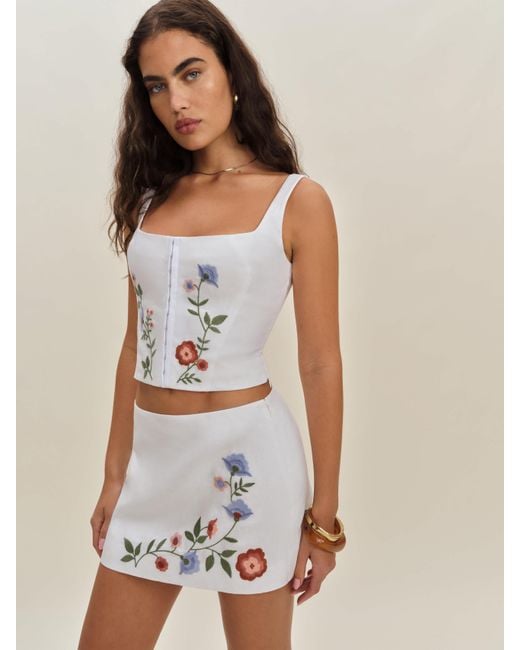 Reformation White Ren Linen Skirt