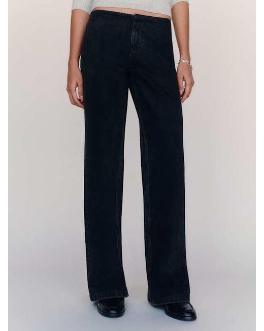 Reformation Blue Talissa Stretch Low Rise Trouser Wide Leg Jeans Denim