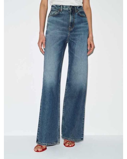 Reformation Blue Cary High Rise Slouchy Wide Leg Jeans Denim