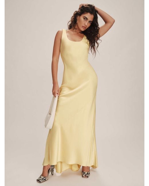 Reformation Natural Sapphira Satin Dress 4