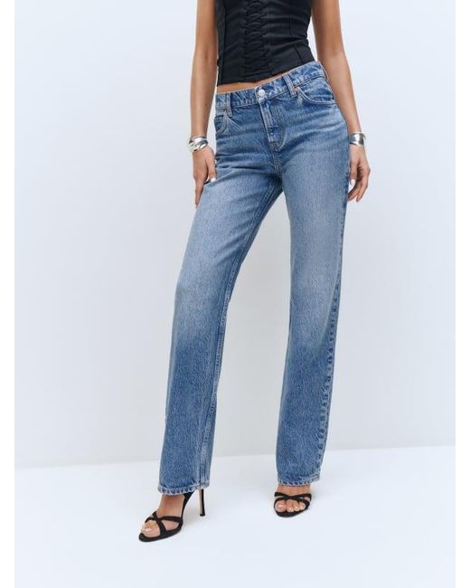 Reformation Blue Abby Low Rise Straight Jeans