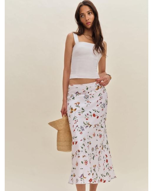 Reformation Natural Layla Linen Skirt