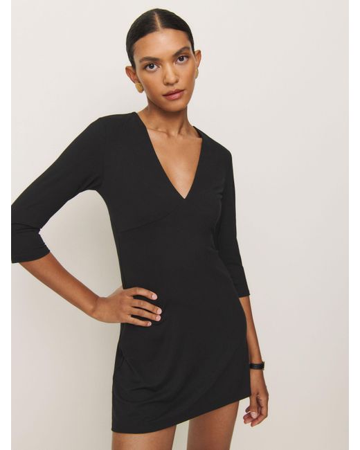 Reformation Black Sustainable Short Knit Dress