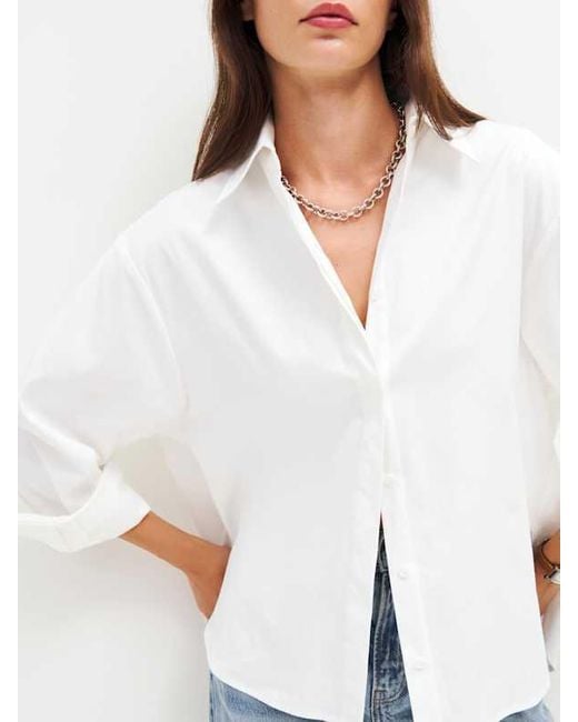 Reformation White Andy Oversized Shirt
