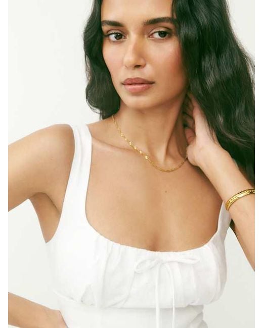 Reformation White Petites Balia Linen Dress