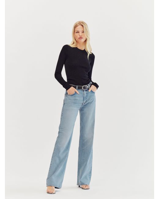 Reformation Blue Val 90S Mid Rise Wide Leg Jeans