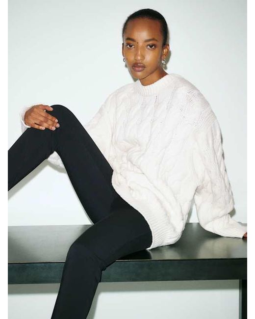 Reformation White Jo Regenerative Wool Oversized Crew Sweater