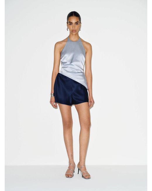 Reformation Blue Gale Silk Mid Rise Short