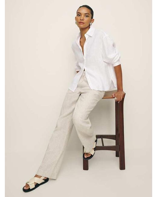 Reformation Andy Oversized Linen Shirt in White Lyst — free download