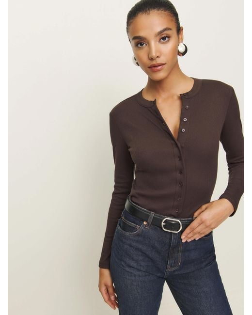 Reformation Brown Hugh Knit Top