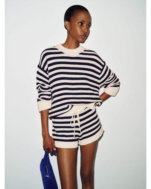 Reformation White Collie Oversized Cotton Crew Sweater