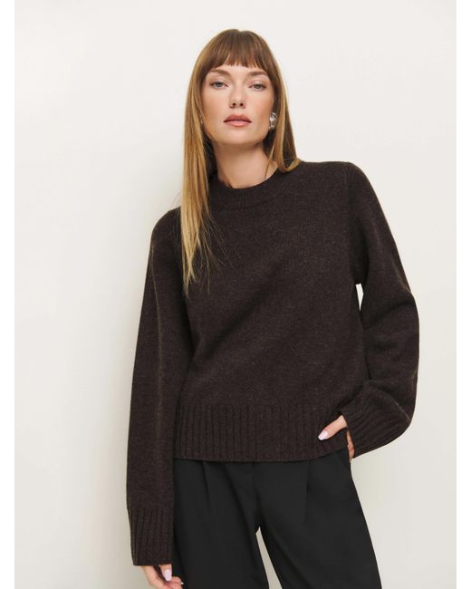 Reformation Black Calloway Regenerative Wool Crew Sweater