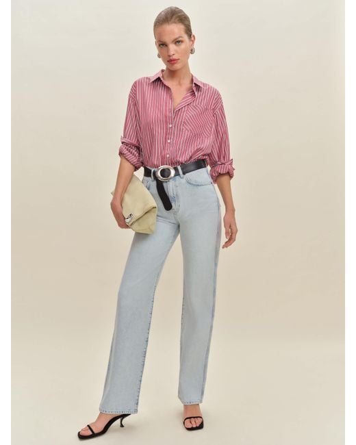 Reformation Pink Val 90S Mid Rise Straight Jeans Denim