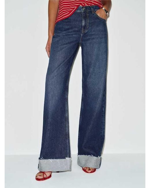 Reformation Blue Cary Low Rise Slouchy Wide Leg Jeans Denim