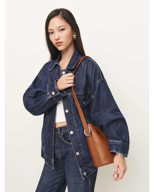 Reformation White Seleena Small Bucket Bag